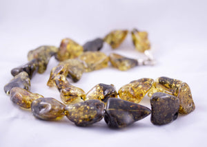 Massive Natural Green Baltic Amber Freeform Bead Necklace