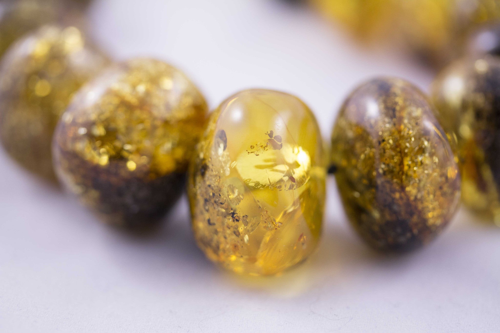 Rounded Natural Green Baltic Amber Bead Necklace Amber Tree