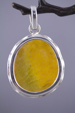 Milky Yellow to Honey Baltic Amber & Sterling Silver Pendant