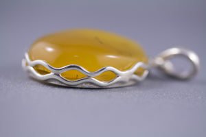 Milky Yellow to Honey Baltic Amber & Sterling Silver Pendant