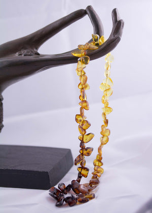 Rainbow Leaf Baltic Amber Graduated Multi Bead Necklace