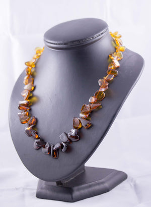 Rainbow Leaf Baltic Amber Graduated Multi Bead Necklace