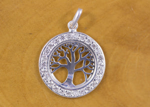 Sterling Silver Tree of Life and CZ Pendant