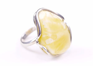 Milky Butterscotch Baltic Amber and Sterling Silver Ring