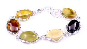 Sterling Silver and Baltic Amber Statement Bracelet