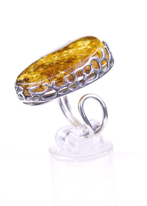 Golden Honey Baltic Amber and Sterling Silver Ring