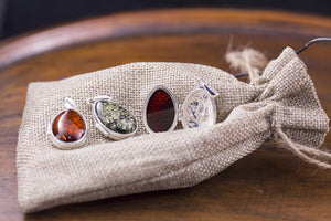 Baltic Amber and Sterling Silver Egg Locket Pendant - cognac, green or cherry colours available