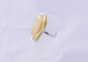 Milky Butterscotch Baltic Amber and Sterling Silver Ring