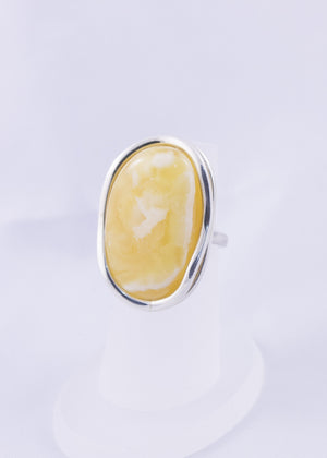 Milky Butterscotch Baltic Amber and Sterling Silver Ring