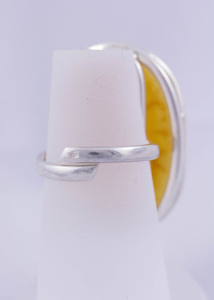 Milky Butterscotch Baltic Amber and Sterling Silver Ring