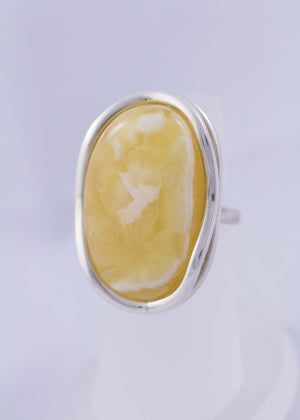 Milky Butterscotch Baltic Amber and Sterling Silver Ring