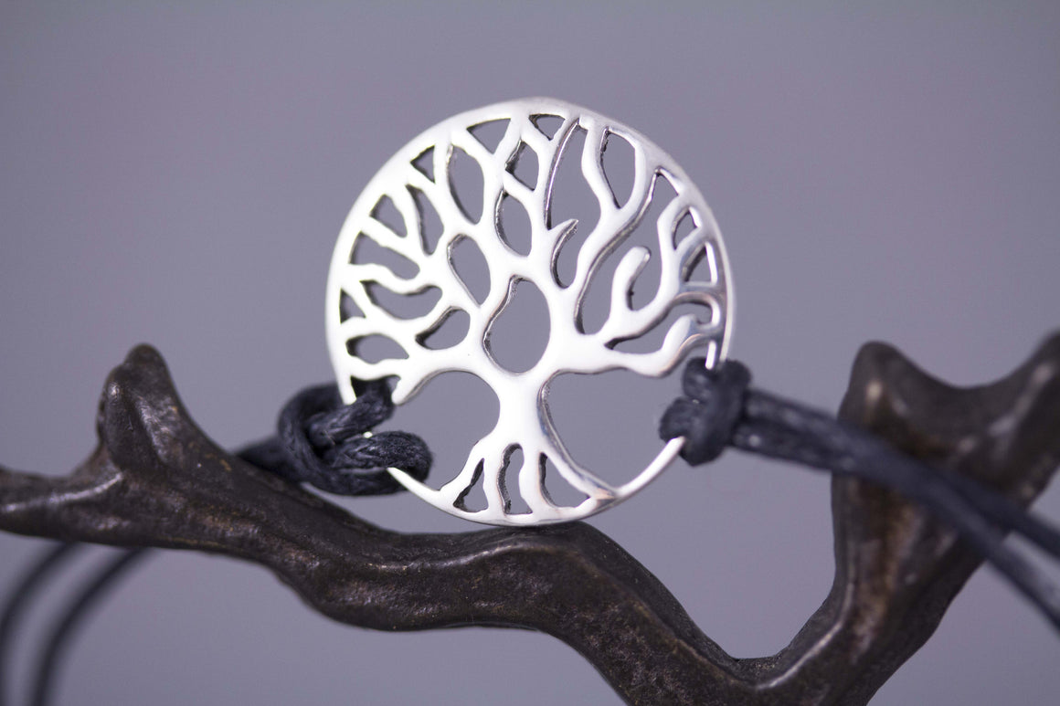 Sterling Silver Tree of Life Cord Bracelet