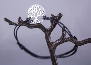 Sterling Silver Tree of Life Cord Bracelet